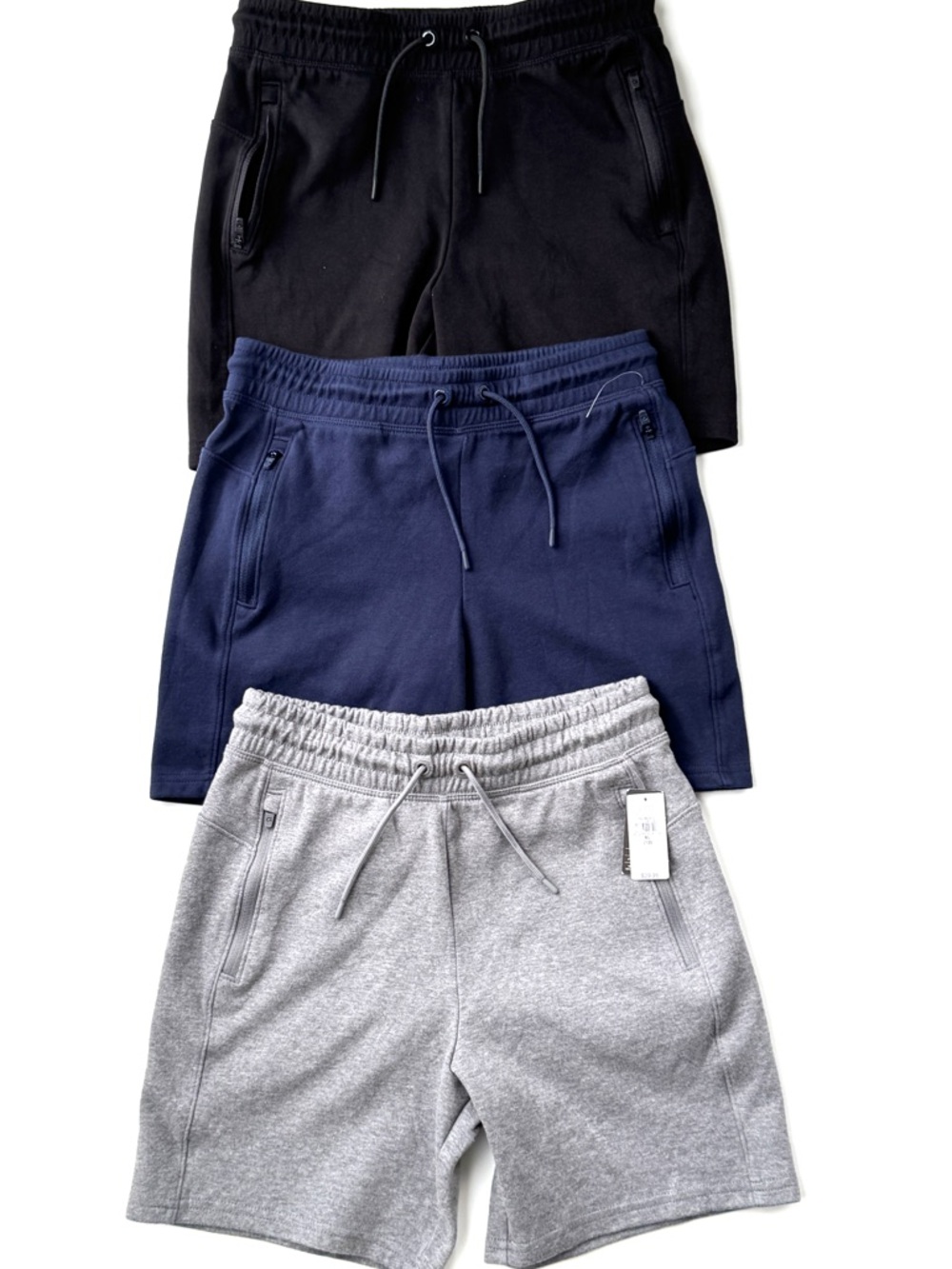 Lot of 3 Boys GapFIT Knit Drawstring Shorts - Black, Navy, Heather Gray